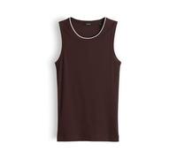 OPUS Damen Top | Geripptes Tanktop mit kontrastfarbenen Bündchen Slim Fit Coffee Bean, 36