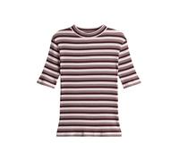 Opus - Gestreiftes Ripp-Shirt beige/rot - Gr. - 42