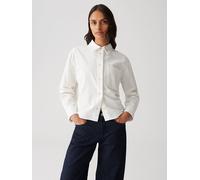 Opus Fashion Damen Langarmbluse Frone aus BCI Cotton Milk Weiß Größe 40