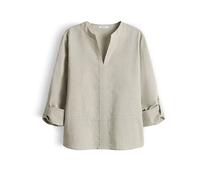 OPUS Damen Langarmbluse | Feminine Tunikabluse im Baumwoll Leinen Mix Regular Fit Pale Olive, 36