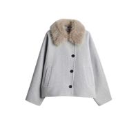 Opus - Jacke mit Kunstpelzkragen - Hafura grau - Gr. - 42