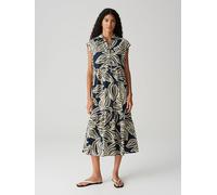 Opus Fashion Midikleid Werisa Tropical Printkleid A-Linie mit Volantstufen Grün 38