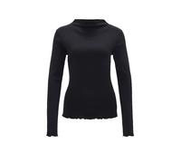OPUS Damen Langarmshirt | Rippshirt SONINCHEN Slim aus weichem Jersey Black, 36
