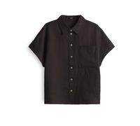 OPUS Damen Kurzarmbluse | Hemdbluse Felisa Regular aus Leinen Midnight Brown, 40