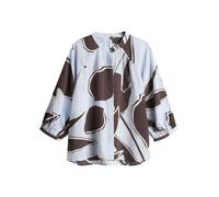 Opus - Locker geschnittene Bluse mit Stehkragen und grafischem Print blau/braun - Gr. - 42