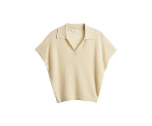 Opus - Locker geschnittenes Strick-Poloshirt gelb - Gr. - 36