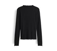 Opus Longsleeve Sivi Slim semitransparent mit Stehkragen Rippstruktur Schwarz Größe 36