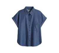 Opus Damen Kurzarmbluse Folmes – Loose Jeansbluse aus Chambray Blau Größe 36