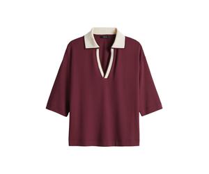 Opus - Loose Poloshirt im College Stil - Soffice rot - Gr. - 36