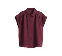Opus Fashion Damen Satin-Kurzarmbluse Fairi Loose mit femininen Raffungen Cassis 38