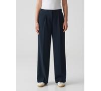 OPUS Damen City Pants | Extra Wide Leg Pants Maiga Palazzo aus Twill-Ware Coal Blue, 36