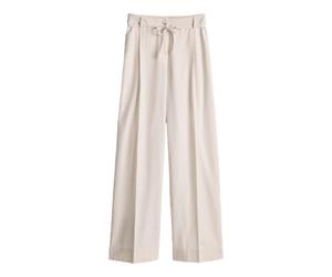 Opus - Marlenehose mit weitem Bein und hohem Bund beige - Gr. - 42