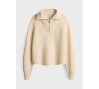 Opus Fashion Pullover POY Troyer – Rippstrick aus recyceltem Polyester-Mix – Creme Größe 40