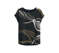 OPUS Damen Kurzarmshirt | Printshirt SOPIKA Print Regular aus fließendem Materialmix Coal Blue, 36