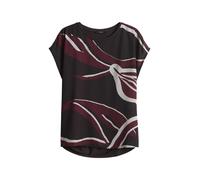 OPUS Damen Kurzarmshirt | Printshirt SOPIKA Print Regular aus fließendem Materialmix Midnight Brown, 38