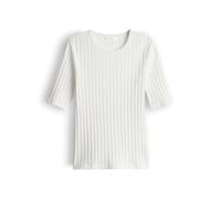 Opus Fashion Damen-Kurzarmshirt Savka Weiß – Baumwoll-Mix Slim Fit – Größe 36