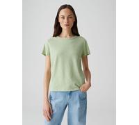 OPUS Damen Kurzarmshirt | T-Shirt SORILA Regular aus Baumwoll Leinen Mix Green Glow, 42