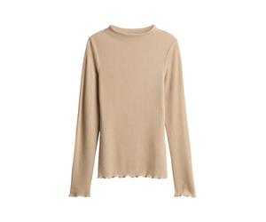Opus - Slim Longsleeve aus feinem Rippjersey - Somanzi braun - Gr. - 36