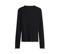 OPUS Damen Langarmshirt | SIVI Slim semitransparentes Longsleeve mit Rippstruktur Black, 42