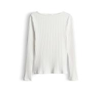Opus Fashion Damen Langarmshirt SOVKE Slim Rippshirt Baumwoll-Mix Milk Größe 38