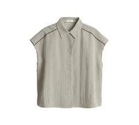 Opus - Streifenbluse aus nachhaltigem Viskosemix - Famella beige/grün - Gr. - 40