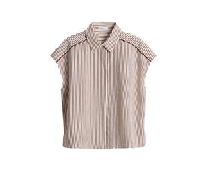 Opus - Streifenbluse aus nachhaltigem Viskosemix - Famella beige/rot - Gr. - 34