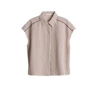 Opus Damen Kurzarmbluse Famella – Streifen, aus nachhaltigem Viskosemix, Cassis, Gr. 40