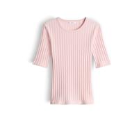 OPUS Damen Kurzarmshirt | Basic Rippshirt aus weichem Baumwoll Mix Slim Fit Rose Tint, 38