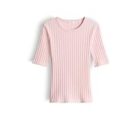 OPUS Damen Kurzarmshirt | Basic Rippshirt aus weichem Baumwoll Mix Slim Fit Rose Tint, 42