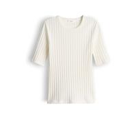 OPUS Damen Kurzarmshirt | Basic Rippshirt aus weichem Baumwoll Mix Slim Fit Milk, 44
