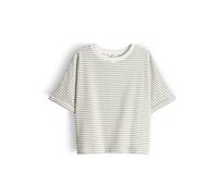 OPUS Damen Kurzarmshirt | Gestreiftes T-Shirt aus BCI Cotton Mix Loose Fit Pale Olive, M