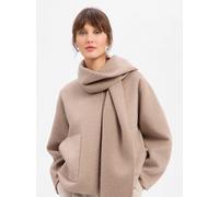 Opus - Boxy Wolljacke mit abnehmbarem Schal - Henrica braun - Gr. - 36
