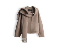 Opus - Boxy Wolljacke mit abnehmbarem Schal - Henrica braun - Gr. - 38