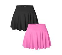 OQQ 2-teilige Damen Röcke 2-in-1 Fließend Vielseitig Dehnbar Ausgestellt Lässiger Minirock Schwarz Rose