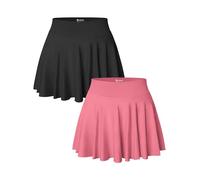 OQQ 2-teilige Damen Röcke 2-in-1 Fließend Vielseitig Dehnbar Ausgestellt Lässiger Minirock Schwarz Trockene Rose