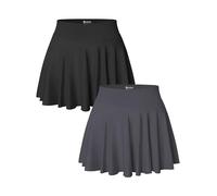 OQQ 2-teilige Damen Röcke 2-in-1 Fließend Vielseitig Dehnbar Ausgestellt Lässiger Minirock Schwarz Dunkelgrau