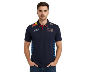 Oracle Red Bull Max-Verstappen Racing 2024 Formel 1 F1 Team Herren Polo-Shirt mit Sponsorenlogos Sport-Shirt 701231016 001 Navy L