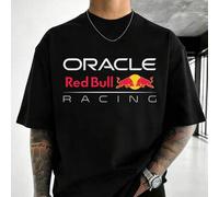 Oracle Red Bull Racing themed T-shirt, high-quality summer pure cotton short sleeve T-shirt 200g, with Red Bull Racing logo pattern, a must-have item
