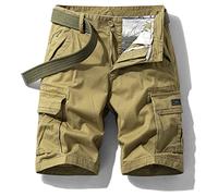 Oralidera Herren-Cargo-Shorts, Twill-Baumwolle, Chinohose, halbe Hose, knielang, Sommerhose, legere kurze Hose mit mehreren Taschen, khaki, 36W