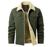 Oralidera Herren Übergangsjacke Warmes Fleece Wintermantel Herren dicken Reverskragen Casual Outdoorjacke, Grün, L