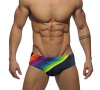 ORANDESIGNE Badeslip Herren Sexy Eng Hosen Badeshorts Kurz Druck Schwimmslip Stretch Slips Sexy Schnelltrocknend Schwimmshorts mit Pad Badepants Sommer Shorts Kurze Badehose M Schwarz XS