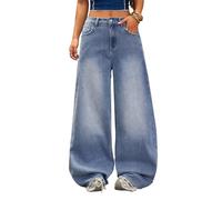 ORANDESIGNE Baggy Jeans Damen 90er Jahre Wide Leg Jeans Y2K Jeanshose Weites Bein G Blau XS