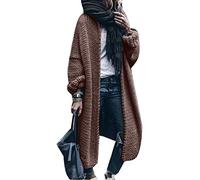 ORANDESIGNE Braun Langarm Lässige Cardigan Damen Oversize Grobe Strickjacke Lang Mantel Mode L