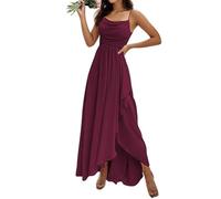 ORANDESIGNE Damen Abendkleider Elegant für Hochzeit Chiffon Abendkleid Lang Spaghettiträger Brautjungfernkleider Hi-Lo Kleid Hochzeitsgast Schlitz Cocktailkleid Violett 3XL