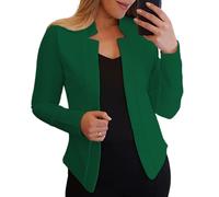 ORANDESIGNE Damen Blazer Mit Kerbkragen Elegante Lange Ärmel Schmal Geschnittene Strickjacke Mit Offener Vorderseite A Hellgrün XXL
