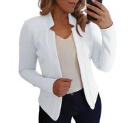 ORANDESIGNE Damen Blazer Mit Kerbkragen Elegante Lange Ärmel Schmal Geschnittene Strickjacke Mit Offener Vorderseite A Beige M