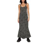 ORANDESIGNE Damen Boho Spaghettiträger Rückenfreies Kleid Langes Sommerkleid Partykleid Elegant V-Ausschnitt Y2K Midikleid Blumenkleid Spitzenbesatz Strandkleid Cocktailkleid A Schwarz S