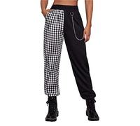 ORANDESIGNE Damen Cargo Hosen mit Kette Gothic Hosen Hohe Taille Cargo Hose Mehrfachtasche Punk Hosen Frauen Armee Militär Hip Hop Jogger Street Hose D Schwarz L