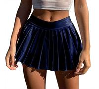 ORANDESIGNE Damen Kurz Faltenrock Frau Elastische Taille Mini-Röcke Sexy Lässig Sommer Stickerei Y2K Tennis Rock Hohe Taille Satin-Rock Neu Preppy 90S E-Girl Rock I Dunkelblau S