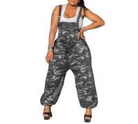 ORANDESIGNE Damen Latzhose Hippie Haremshose Goa Hose Boho 70er Jumpsuit Overall Stonewashed Catsuit B Grau L